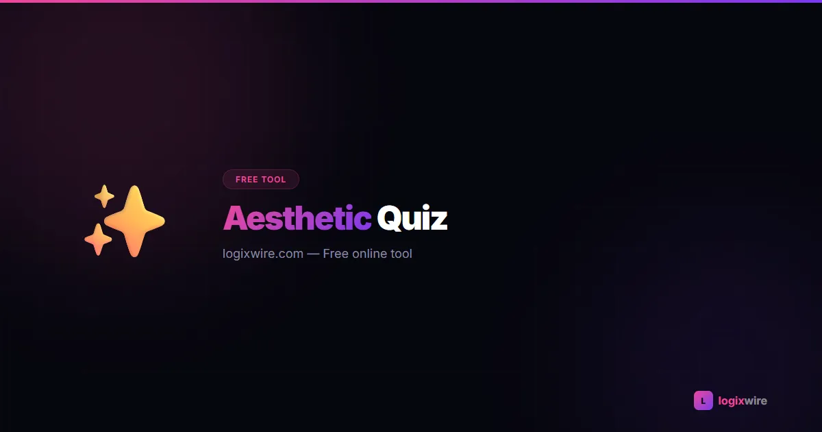 Aesthetic Quiz — 5-question style quiz showing result with mood board, color palette, and descriptive words
