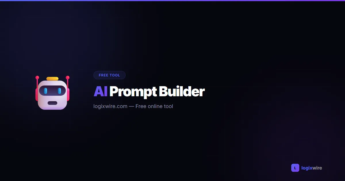 AI Prompt Builder — template fields for ChatGPT with role, tone, format dropdowns and token counter