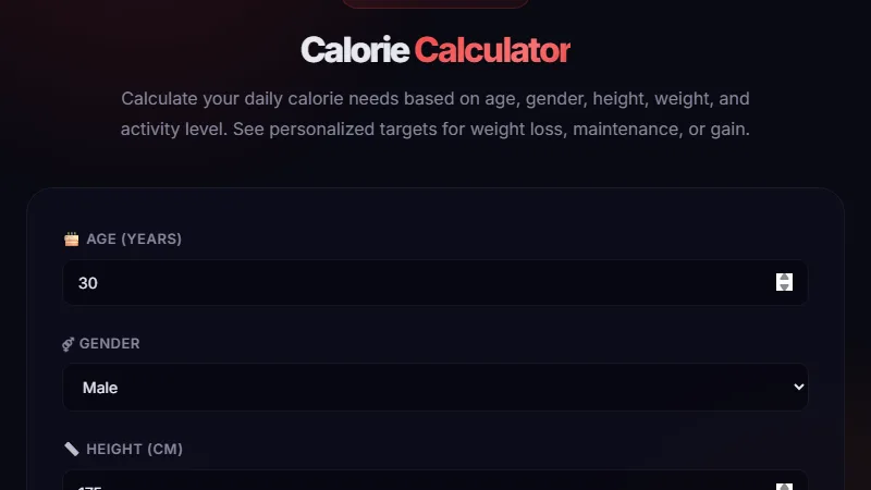 Calorie Calculator — calculate daily calorie needs using the Mifflin-St Jeor equation