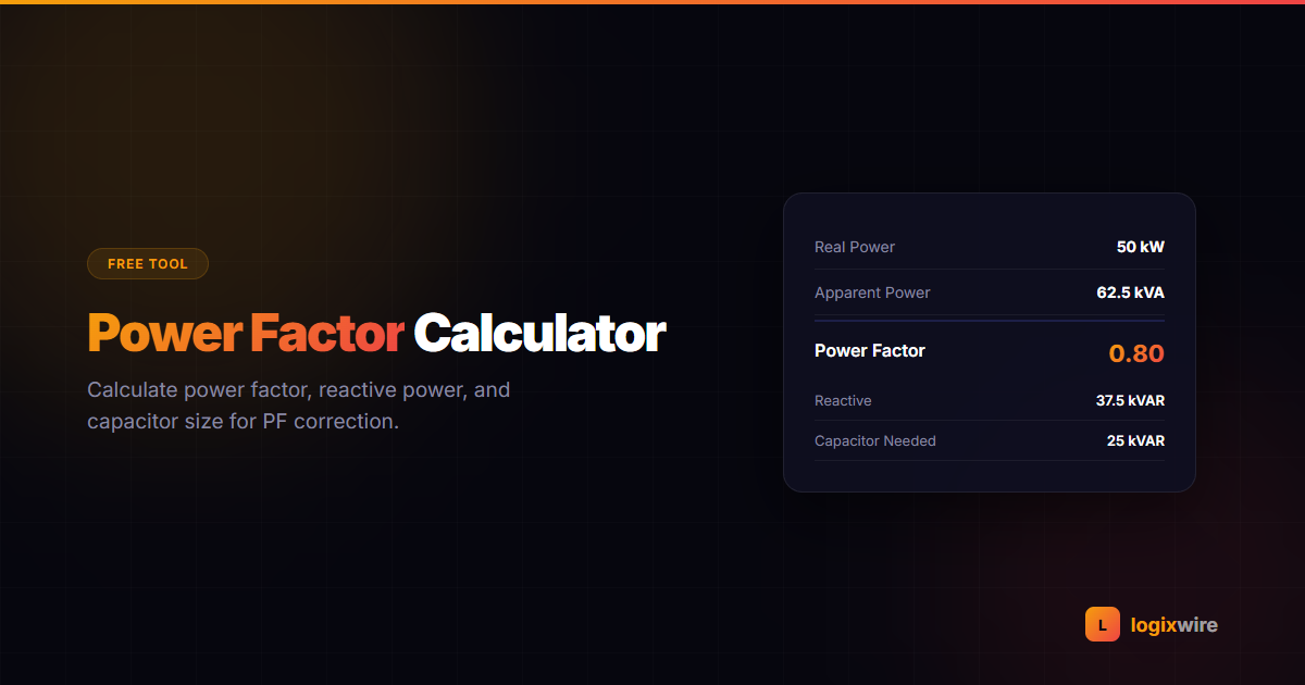 Power Factor Calculator — Free PF Correction Tool